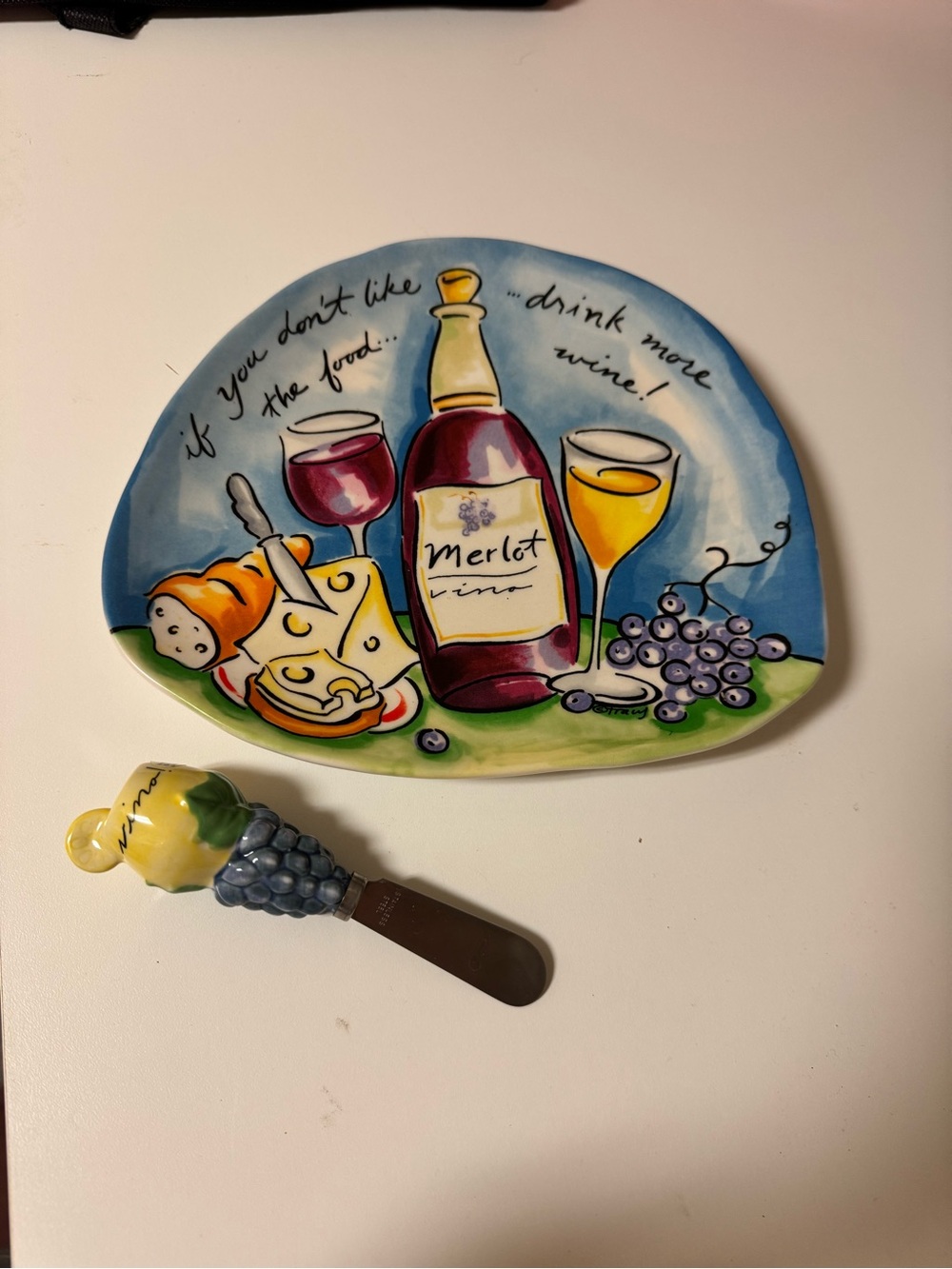 Mud Pie Ceramic Wine-Theme Cheese Set